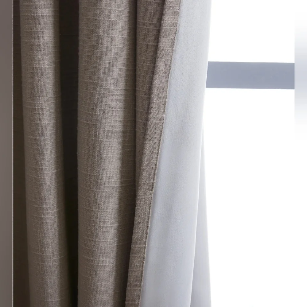 NWOT! Quince Cotton Slub Gray Darkening Curtains Set Of 2 Panels! 48